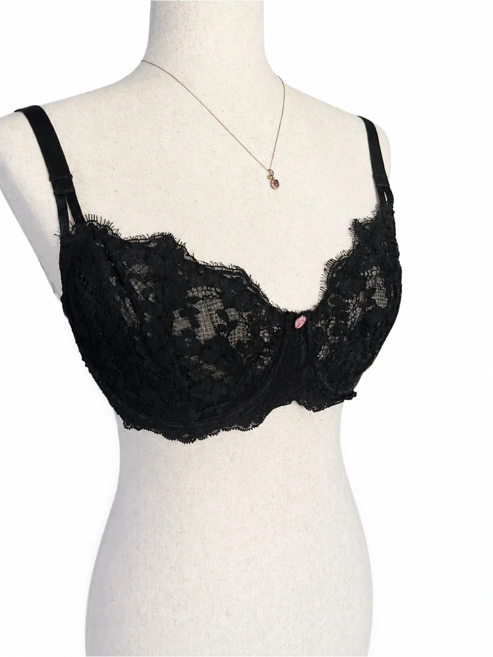 VS Dream Angels Wicked Unlined Lace Balconette Bra Black 34DDD